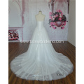 Luxury sleeveless off shoulder heavy beaded lace ball gown wedding dress